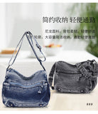 THEMEISLES Crossbody Bag Women's Large Capacity Washed Denim Canvas Bag Multi-Compartment Middle-Aged and Elderly Mother Bag Lightweight Multi-Pocket Cloth Bag