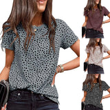 THEMEISLES New 2025  women's casual polka dot top round neck short-sleeved T-shirt, fashionable spring and summer loose shirt