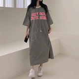 2025 THEMEISLES Manufacturer pure cotton short-sleeved T-shirt skirt women's summer popular new Korean version Popular style printing loose casual medium and long even