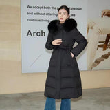 High-end down jacket women's winter 2023 new medium and long fashion foreign luxury knee fur collar