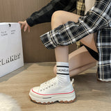 themeisles Spring New Canvas Shoes Women Hong Kong Style Fashion White Shoes Students Thick Bottom Sneaker Casual All-Matching Ins Pumps