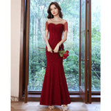 2025 Toast Bride 2025 New Spring Red Small Wedding Premium Engagement Dress Evening Dress Women