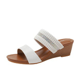 Cross-Border One-Strap Fashionable Elegant New Women's Shoes Comfortable Not Tired Foot Wedge Sandals