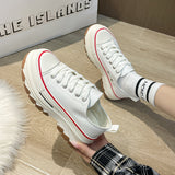 themeisles Spring New Canvas Shoes Women Hong Kong Style Fashion White Shoes Students Thick Bottom Sneaker Casual All-Matching Ins Pumps