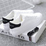 themeisles White Shoes for Female Students Korean Style Very Match Spring and Autumn Leather Flat Running Shoes Sneaker Breathable Women's Board Shoes