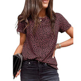 THEMEISLES New 2025  women's casual polka dot top round neck short-sleeved T-shirt, fashionable spring and summer loose shirt