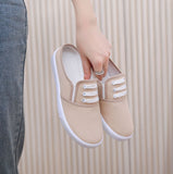 themeisles Factory Supply Slip-on Canvas Shoes Flat All-Match Pure White Cloth Shoes Female Nurse Lazy Shoes Casual Students' Shoes