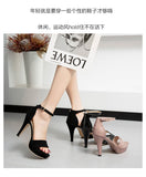 THEMEISLES Plus Size High Heel Sandals Women's  Summer Buckle Chunky Heel Women's Sandals Sexy Nightclub Platform Fashion Shoes