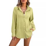 THEMEISLES Cross-Border European and American Women's Clothing  Spring and Summer New  Independent Station Wave Texture Loose Fashion Shirt for Women