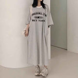 2025 THEMEISLES Manufacturer pure cotton Japanese short-sleeved dress women's summer popular new design loose printing medium and long t