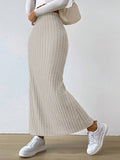 THEMEISLES 2025 style American  new New high waist side split slim knitted skirt women's fashion dress