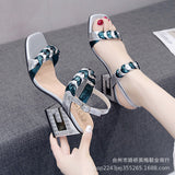 THEMEISLES Internet Celebrity Fashion Sandals for Women  Summer New Women's Chunky Heels High Heel Fairy Style Mom Open-Toed Roman Sandals Fashion