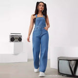 themeisles Foreign Trade Hot Sale Jeans Women's Temu HOTan and NEWn New Fashion Wash Denim Suspender Pants