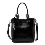 THEMEISLES 2025 Autumn new first-layer cowhide burst pattern shoulder leather crossbody tote bucket bag niche oil wax leather women's bag