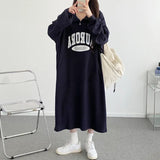 2025 THEMEISLES Manufacturer Korean version polo collar t-shirt dress women's medium and long knee large size long dress cotton autumn and winter velvet popular