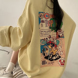 THEMEISLES Cartoon letters Taiwan crew neck sweater women's Korean version loose velvet spring autumn and winter ins trendy cotton lazy printing new