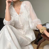 2025 Spot new Chinese two-piece suit, women's spring and summer national style top, embroidered skirt set