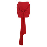 2025 style popular summer new women's clothing design sense white slim-fitting waist shirt bow skirt