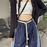 Hong Kong Style Trendy Brand New New Personalized Hemp Rope Jeans Hip Hop Ins High Street Fashionable Ruan Handsome Women's Long Pants