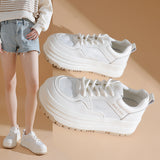 Lightweight Foam Bottom Leather White Shoes Women's  Summer New Women's Thick-Soled Casual Sneakers plus Size Women's Shoes