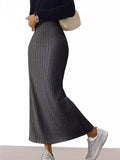 THEMEISLES 2025 style American  new New high waist side split slim knitted skirt women's fashion dress