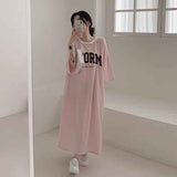 2025 THEMEISLES Manufacturer pure cotton fashion short-sleeved t-shirt skirt women's Korean version striped short-sleeved t-shirt dress women's summer tide new Korean version