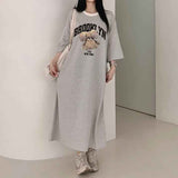 2025 THEMEISLES Manufacturer pure cotton South Korea popular spring and summer new women's round neck short sleeve medium and long T-shirt skirt fashionable versatile simple even