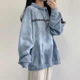 THEMEISLES Trendy brand tie-dye Korean version of alphabet sweater women's hooded loose spring, autumn and winter thickened velvet large size New n new model