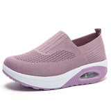 Temu Xiyin Cross-Border New Arrival Women's Casual Sports Air Cushion Mom Shoes Rocking Shoes Pumps Non-Slip Flying Woven Women's Shoes