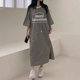 2025 THEMEISLES Manufacturer pure cotton T-shirt skirt women's spring and summer new Popularan products medium and long loose high-end fashion casual short t-sleeved jumpsuit