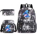 Cross-Border Foreign Trade Stitch Anime Peripheral Printed Schoolbag Three-Piece Set Stitch Pencil Case Shoulder Bag Backpack