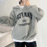 THEMEISLES Manufacturer fleece zipper sweater women's thin Japanese letter women's loose autumn and winter thickened jacket Korean wholesale