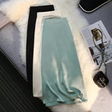 THEMEISLES Acetate Skirt for Women  Spring and Summer New High-Grade Satin Elastic Waist Mid-Length Large Swing High Waist Skirt