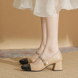 Pingdi Factory Cowhide Mary Jane Women's Shoes High Heel Su Cojin Same Style Pumps Huizhou Yue Xin Wang New High Heels