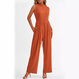 THEMEISLES European beautiful women's elegant summer jumpsuit dress casual jumpsuit sleeveless women's wide-leg jumpsuit with pockets