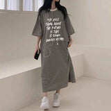 2025 THEMEISLES Manufacturer T-shirt skirt women's popular new summer explosion casual dress pure cotton Korean loose and thin letter short sleeves