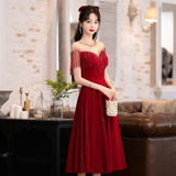 2025 Toast Bride 2025 New Spring Red Small Wedding Premium Engagement Dress Evening Dress Women