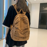 Cross-Border Backpack Women's Retro Large Capacity Simple High School Student Schoolbag Women's Korean-Style Fashion Trend Canvas Backpack