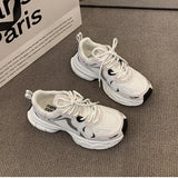 Platform Dad Shoes Women's Shoes  Spring New Sports Shoes Four Seasons Mesh Breathable Casual Versatile White Shoes