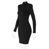 Popular, 2025 and Popular trade  spring new long-sleeved turtleneck temperament fashionable and sexy split shoulder pads slim dress women