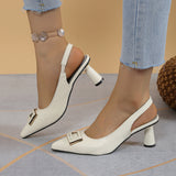 THEMEISLES European and American Style Summer Fashion Closed Toe Back Empty High Heel Sandals Height Increasing Leisure Foreign Trade plus Size  Women's Shoes