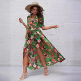 Popular trade popular  summer bohemian vacation wind V-neck strap waist beach dress women