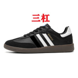 themeisles New Samba German Training Shoes Leather White Shoes Women's Autumn Three Bars German Training Shoes All-Matching Casual Sneakers