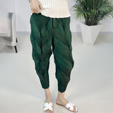 themeisles Sanzhai  Pleated Casual Cropped Harem Pants Women's Pleated High Elastic High Waist Loose Twist Pants All-Matching Skinny Pants