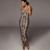 popular summer new 2025 New Popular trade women's suspender sleeveless V-neck leopard print dress slim sexy dress