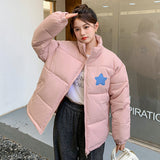 Real shot cotton jacket women's jacket Korean version short bread jacket small man large size Hong Kong style loose down jacket student fat MM