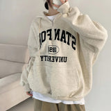 THEMEISLES Manufacturer fleece zipper sweater women's thin Japanese letter women's loose autumn and winter thickened jacket Korean wholesale