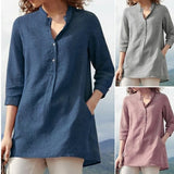 THEMEISLES Cross-Border New Spring/Summer European and American  Urban Casual Stand Collar Loose Shirt for Women