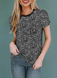 THEMEISLES New 2025  women's casual polka dot top round neck short-sleeved T-shirt, fashionable spring and summer loose shirt