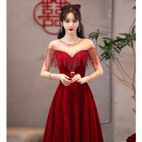 2025 Toast Bride 2025 New Spring Red Small Wedding Premium Engagement Dress Evening Dress Women